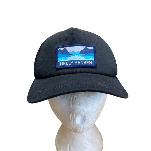 Helly Hansen Trucker Hat Cap One Size Mesh Back Patch Logo Black - Picture 1 of 6